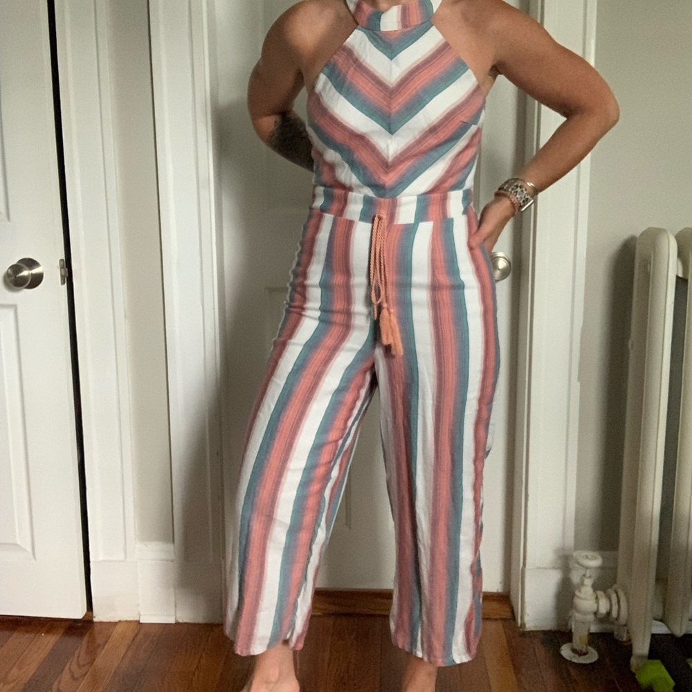 Striped halter jumpsuit